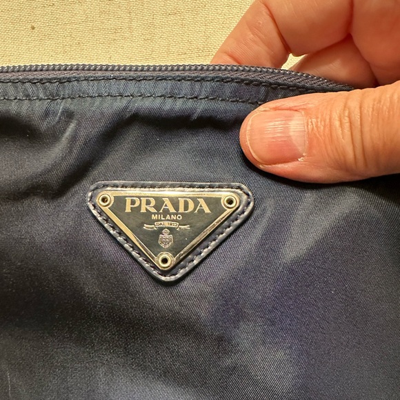 Prada Vintage Tessuto Navy Blue Nylon Cosmetic Bag - Picture 5 of 10